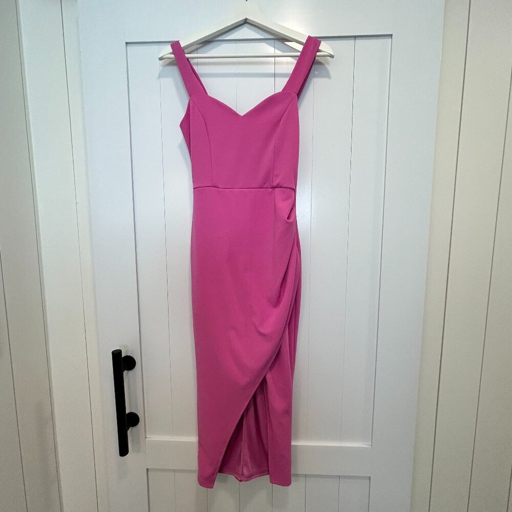 Lulus Pink Magenta Wrap-Style Midi Dress Size Small
